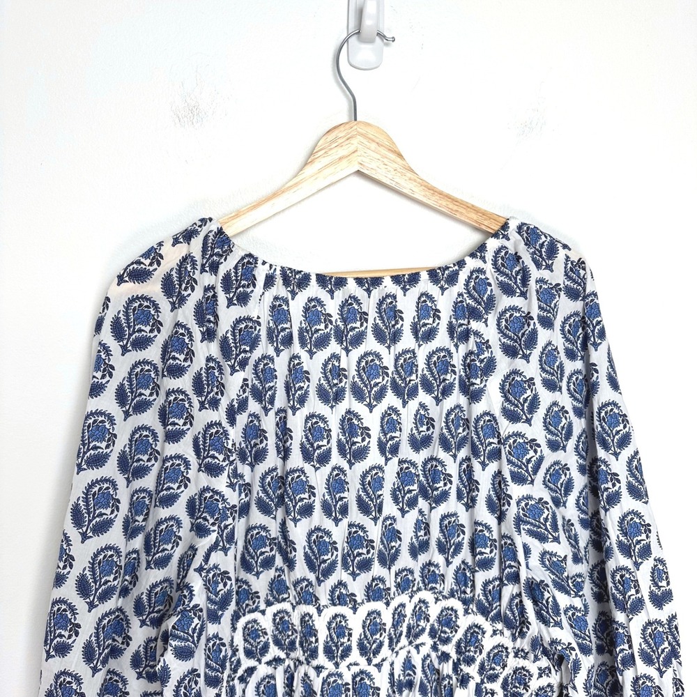 NWT J.Crew V-Neck Mini Dress Bouquet Block Print Blue White XXL - Picture 8 of 12